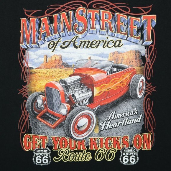 Main Street Of America Kicks‎ On Route 66 Car Garage T-Shirt Black 3XL - Picture 5 of 9